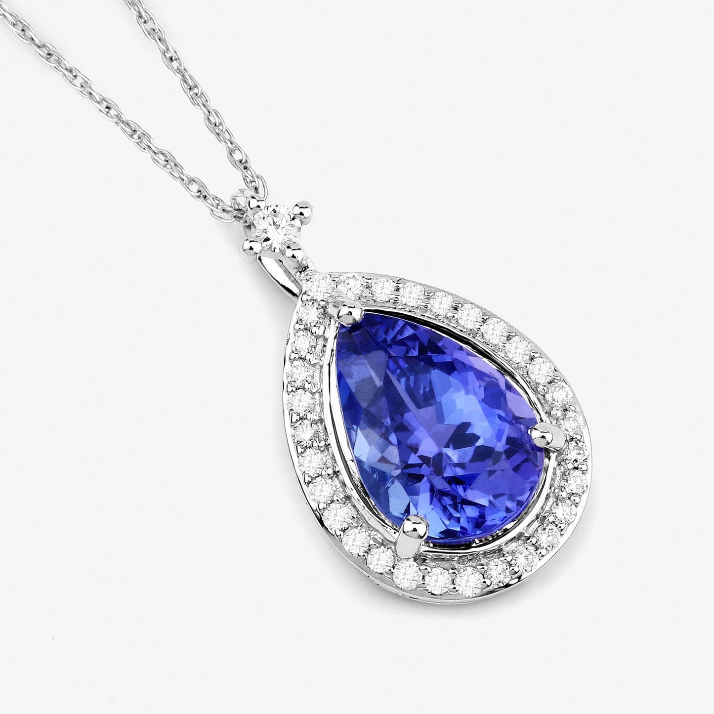 Colgante de Tanzanita y Diamante Blanco de 2.20 Quilates en Oro Blanco de 14K
