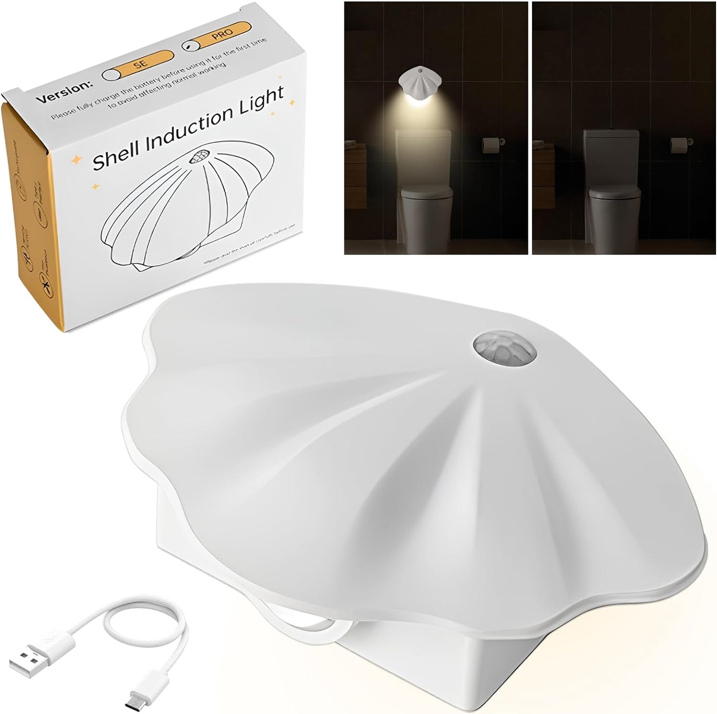 Rechargeable Toilet Light - Toilet Night Light with Motion Sensor for Toilet Stairs Hallway Cabinet - Korvel