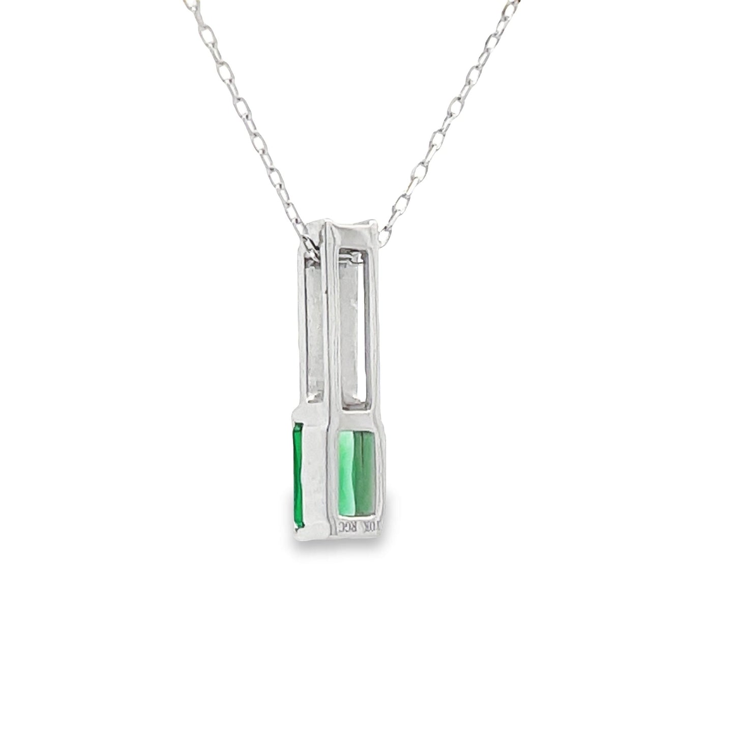 .06ct Created Emerald Pendant in 10KT White Gold