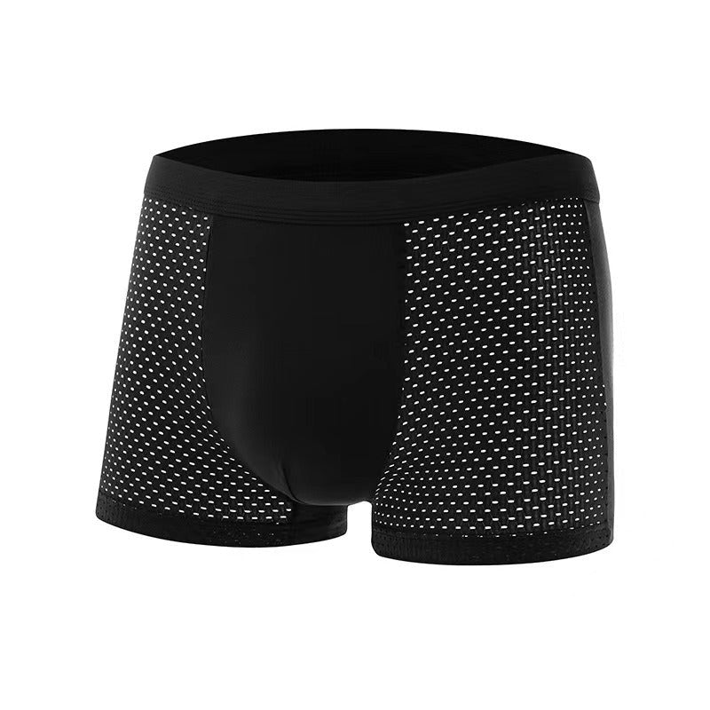 Modal Solid Ice Silk Antibacterial Underwear for Men's Mid Waist Breathable Four Square Corner Underwear - Korvel