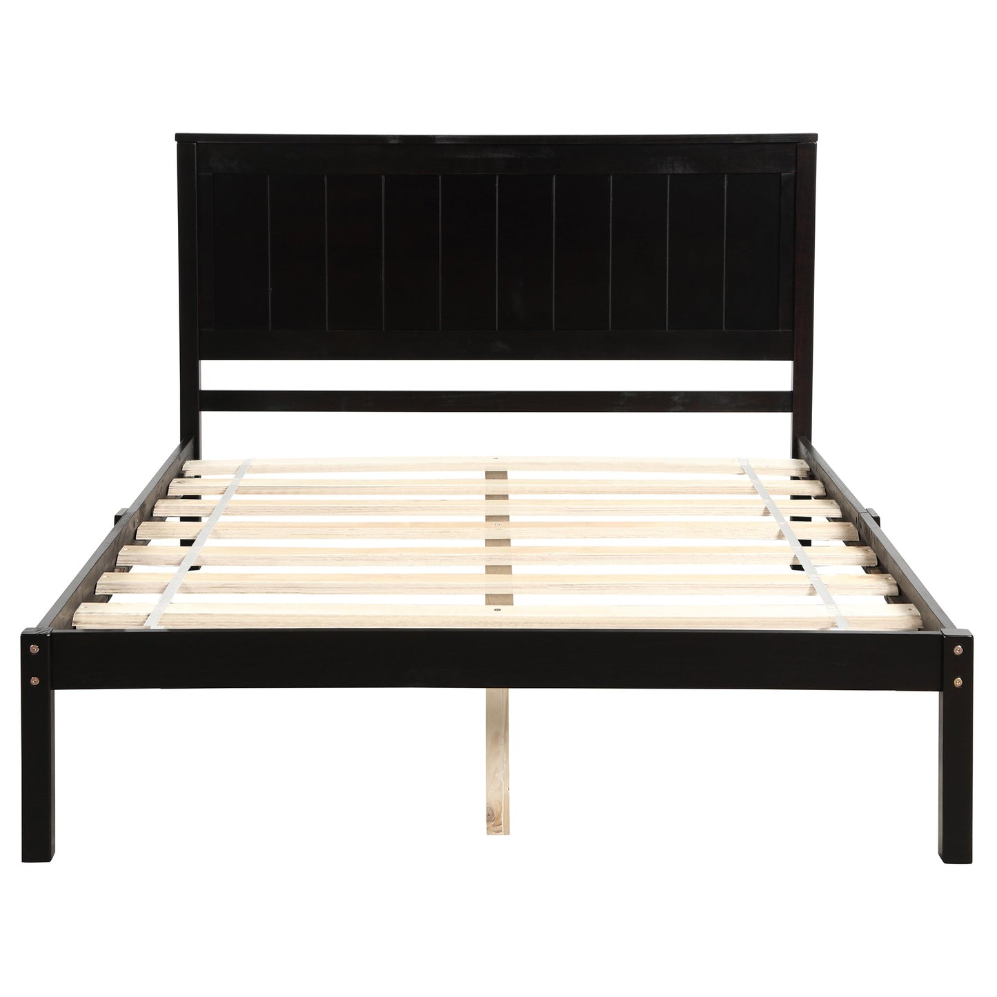 Platform Bed Frame with Headboard, Wood Slat Support, No Box Spring Needed  Full Espresso - Korvel