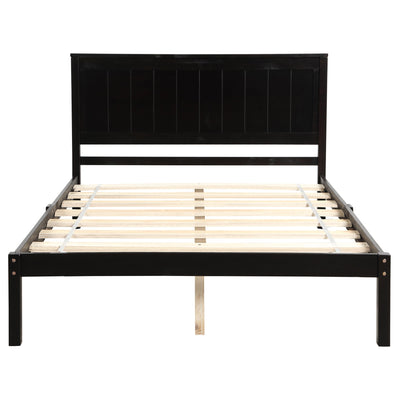 Platform Bed Frame with Headboard, Wood Slat Support, No Box Spring Needed  Full Espresso - Korvel