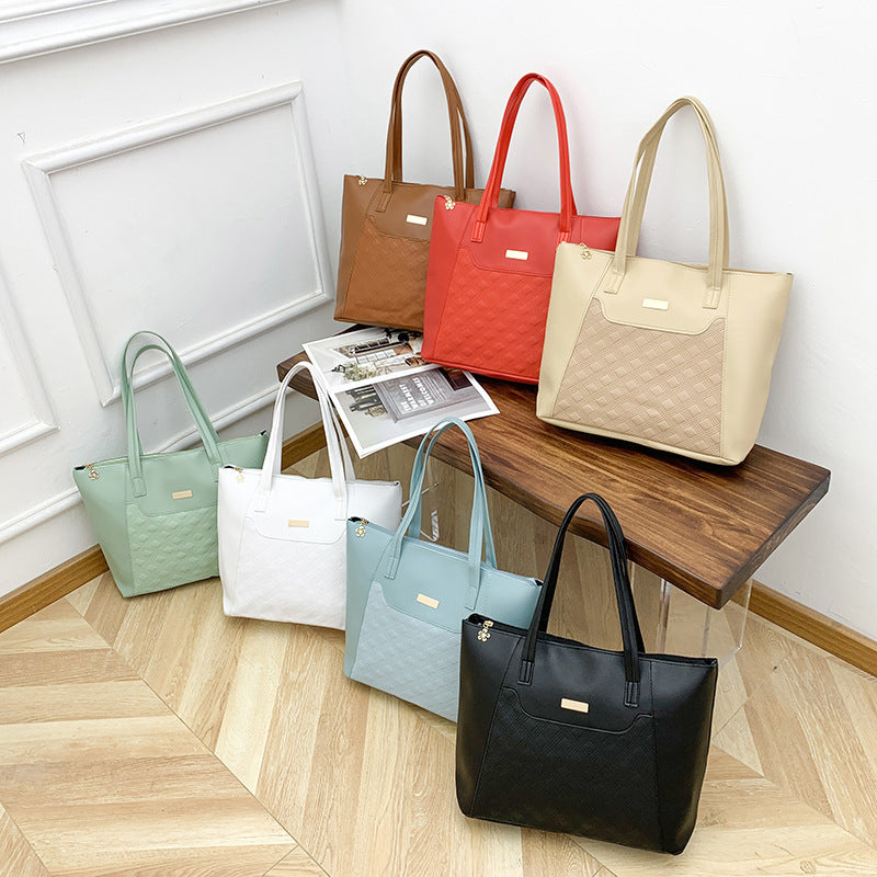 Bolso Tote de Gran Capacidad con Relieve de Diamante