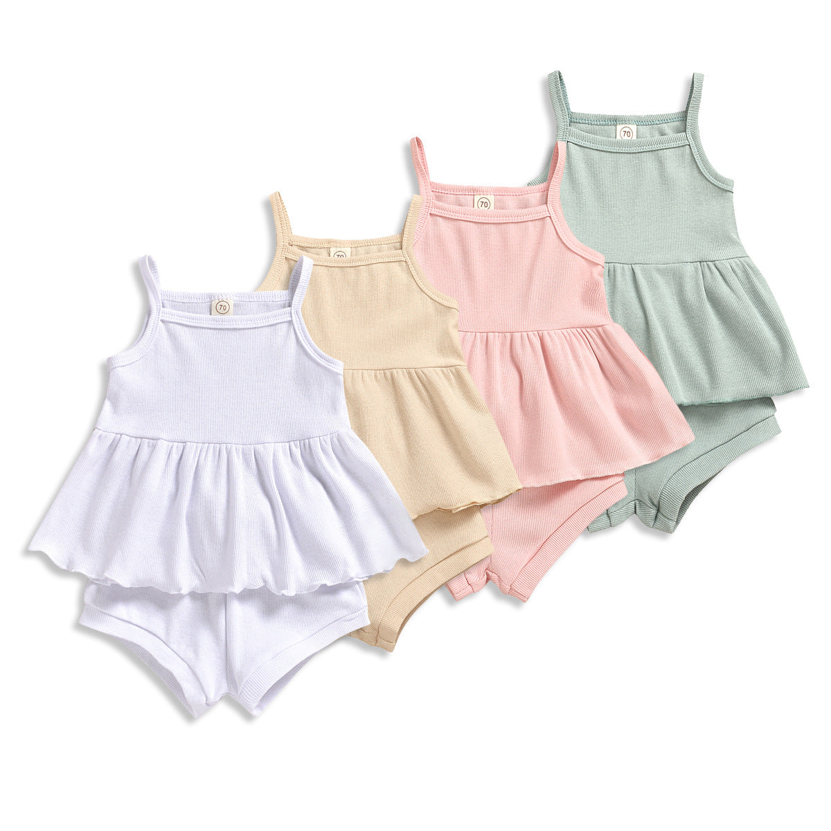 Organic Cotton Baby Girls Summer Outfit Set - Tops & Shorts