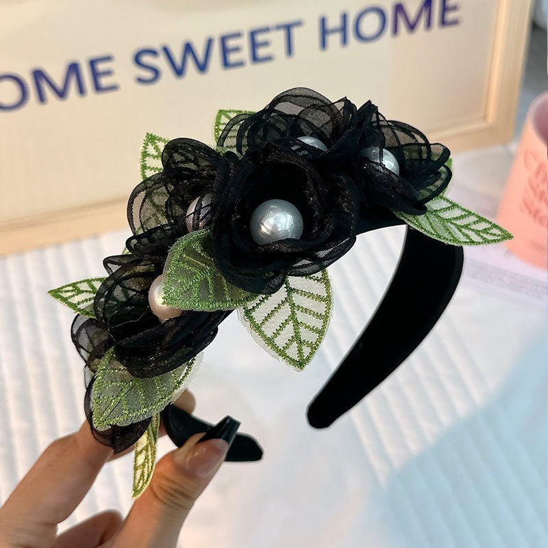 Fashionable fabric flower pearl flower headband - Korvel
