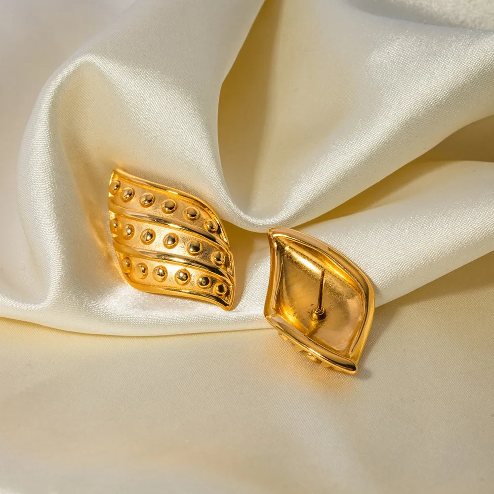 18K Gold-Plated Stainless Steel Stud Earrings - Korvel