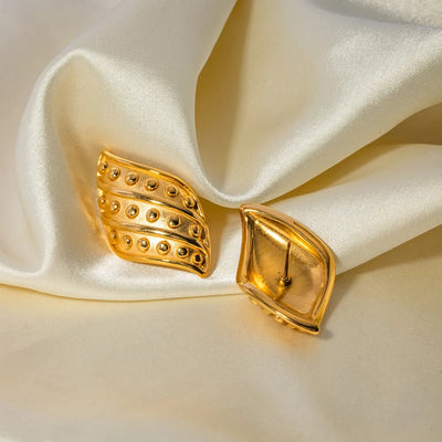 18K Gold-Plated Stainless Steel Stud Earrings - Korvel