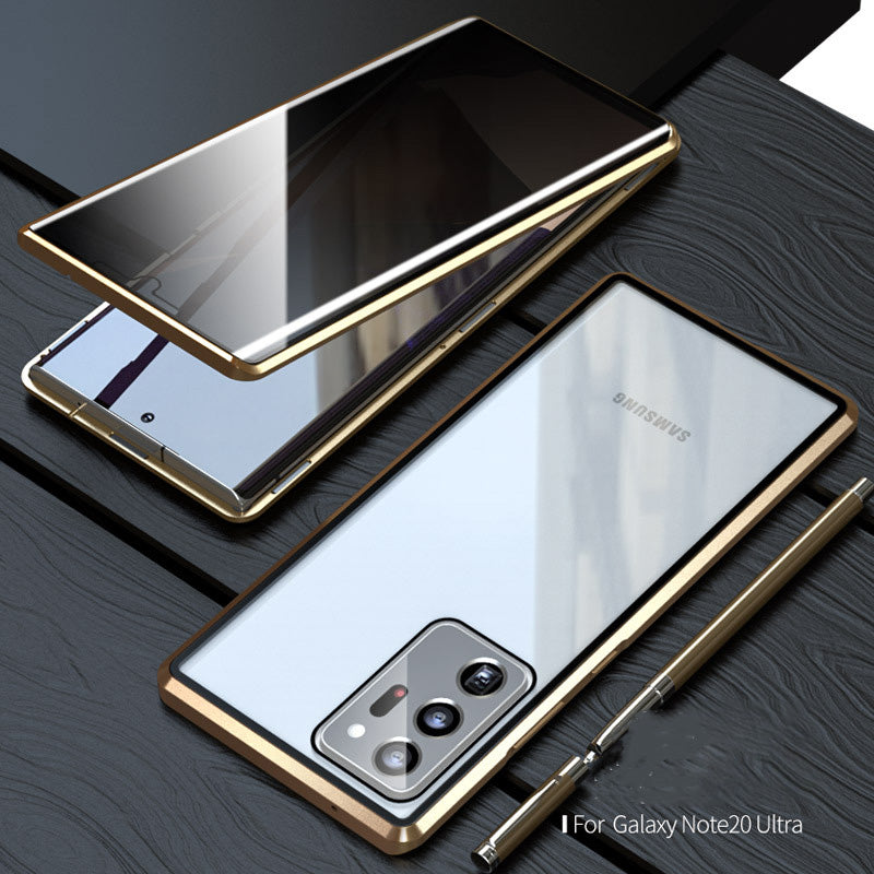 For Samsung Note20U Anti Peeping Privacy Glass Case Protect Phone Case S21Ultra Magnetic S21 Metal Cover - Korvel