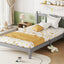 Twin Bed with Column-Decoration Headboard, with Bed Slats,Grey - Korvel