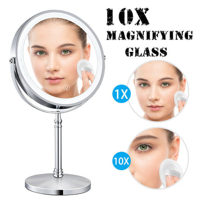 Dual-Sided 8" USB Rechargeable Vanity Makeup Mirror with Lights