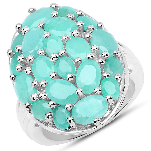 Bague de fiançailles en argent sterling avec émeraude véritable de 5,48 carats