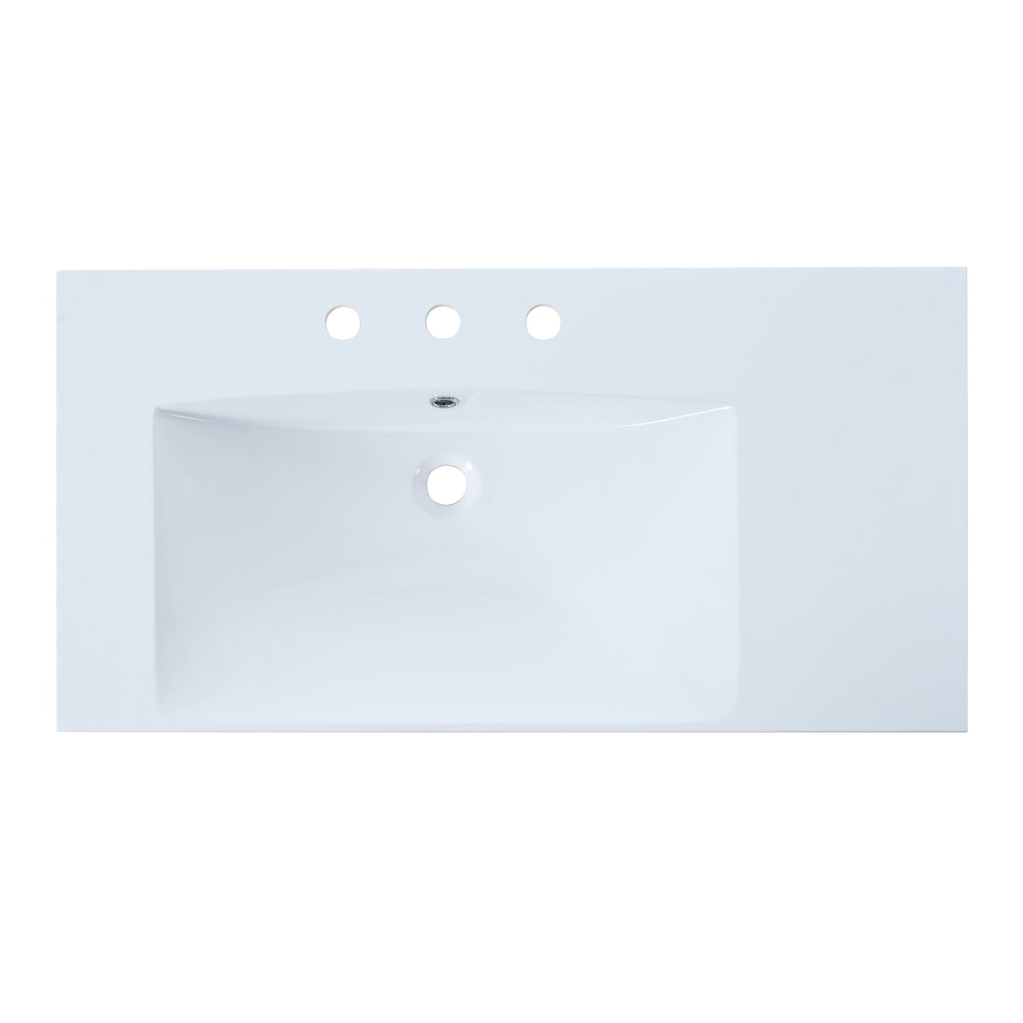 36" Single Bathroom Basin Sink, Left Offset Sink Vanity Top Only, 3-Faucet Holes, Resin - Korvel