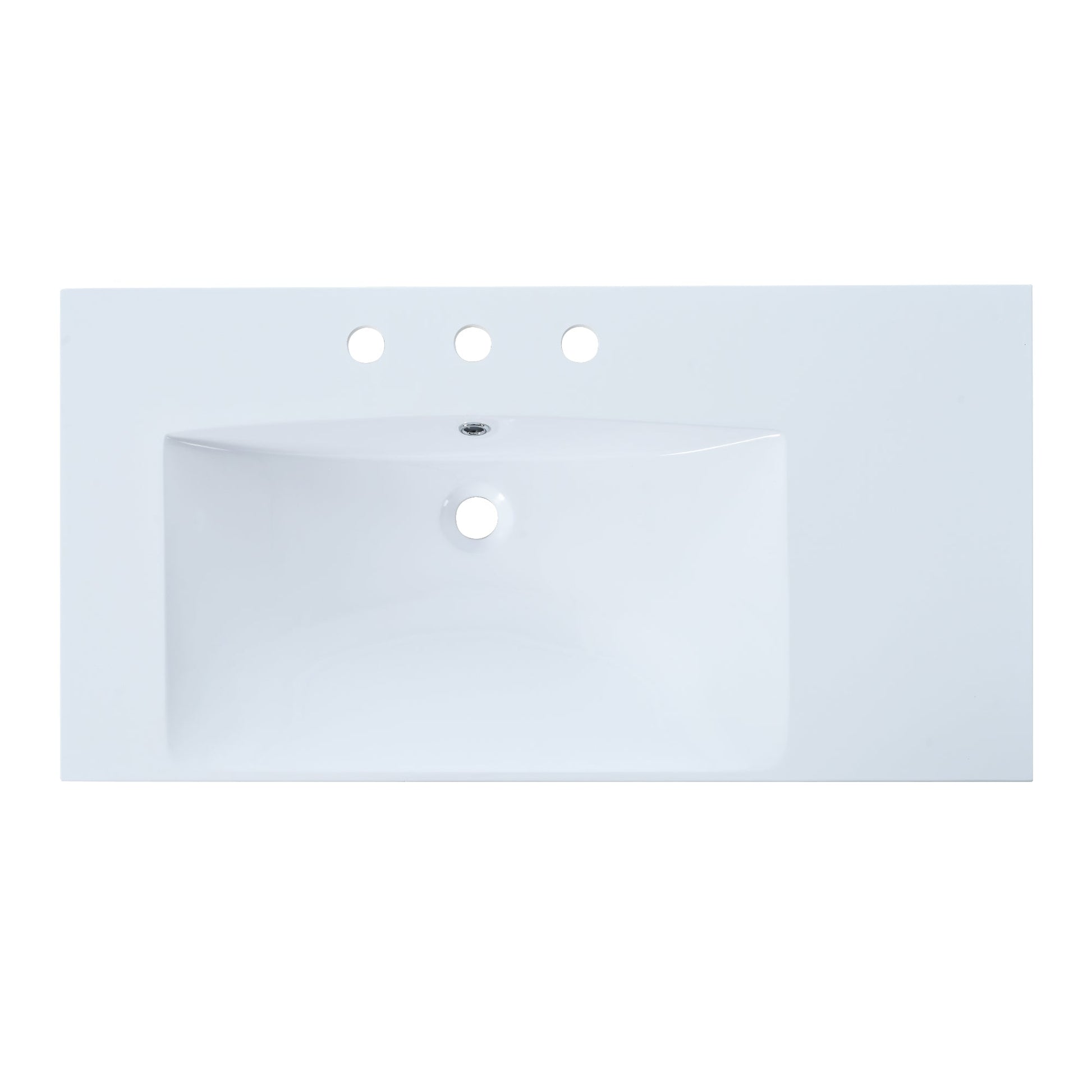36" Single Bathroom Basin Sink, Left Offset Sink Vanity Top Only, 3-Faucet Holes, Resin - Korvel