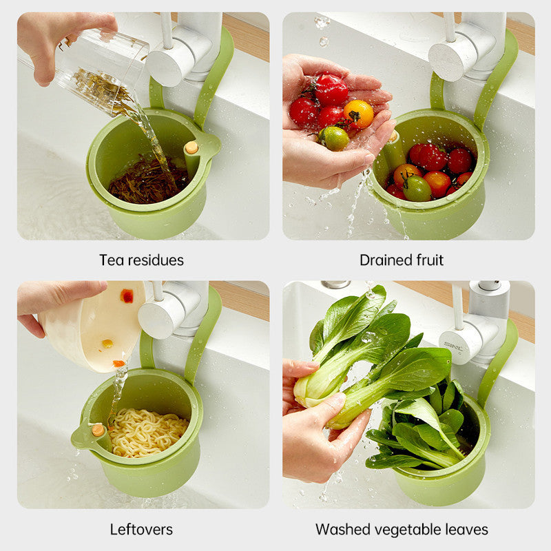 Adjustable Hanging Sink Drain Basket for Kitchen Sink, Food Waste Separator, Filter Basket & Fruit Washing Strainer - Korvel