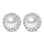 Boucles d'oreilles en or blanc 10K avec perles et diamants en halo