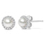 Boucles d'oreilles en or blanc 10K avec perles et diamants en halo