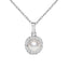 10K White Gold Cultured Pearl & Diamond Halo Pendant Necklace