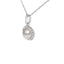 10K White Gold Cultured Pearl & Diamond Halo Pendant Necklace