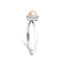 Bague Halo en Perle et Diamants en Or Blanc 10K - Taille 6.5