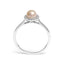 Bague Halo en Perle et Diamants en Or Blanc 10K - Taille 6.5