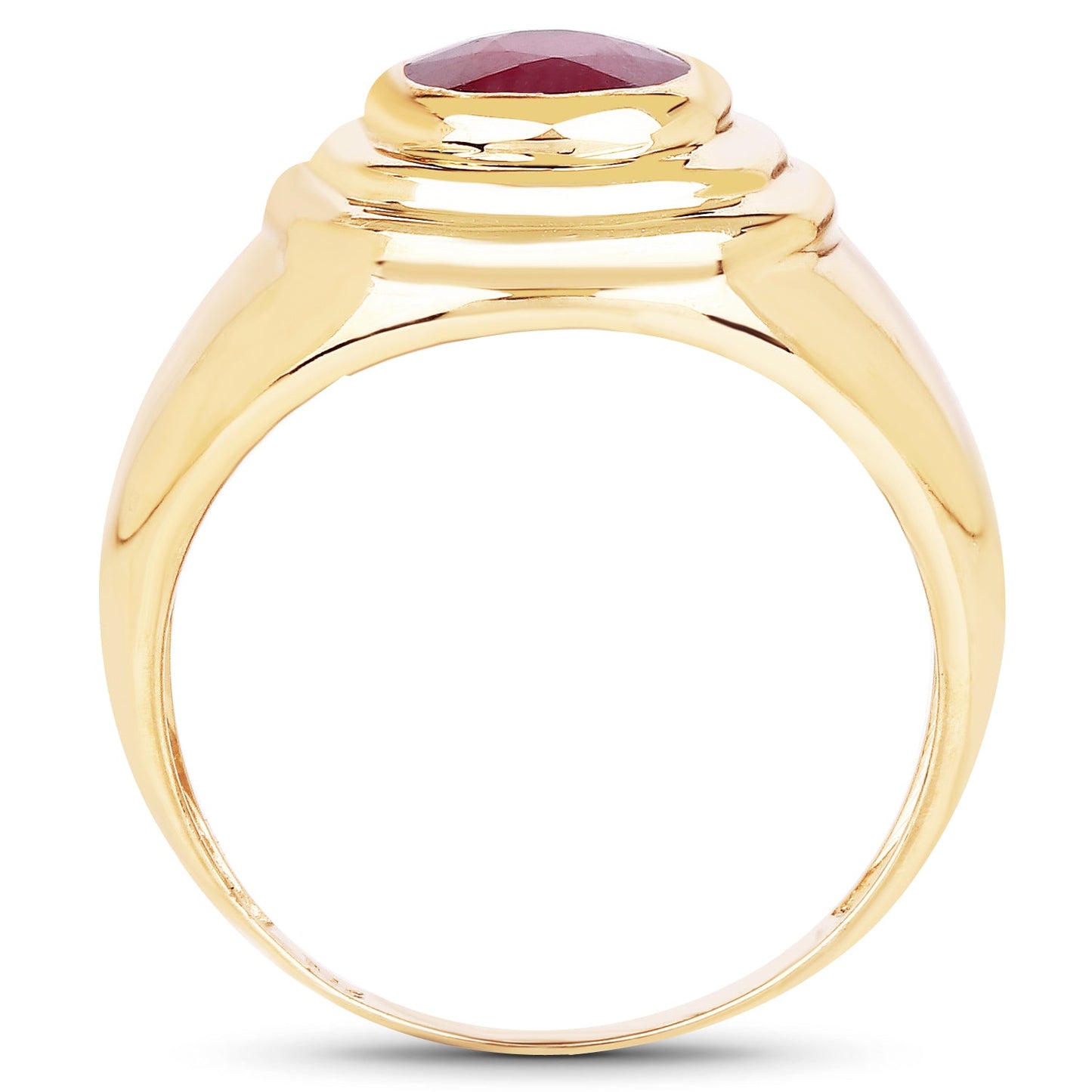 Bague en Argent Sterling Plaquée Or Jaune 14K avec Rubis Naturel de 1,65 Carat