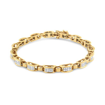 Pulsera de Tenis de Diamantes en Oro Amarillo de 14K con Corte Princesa - 7.25"