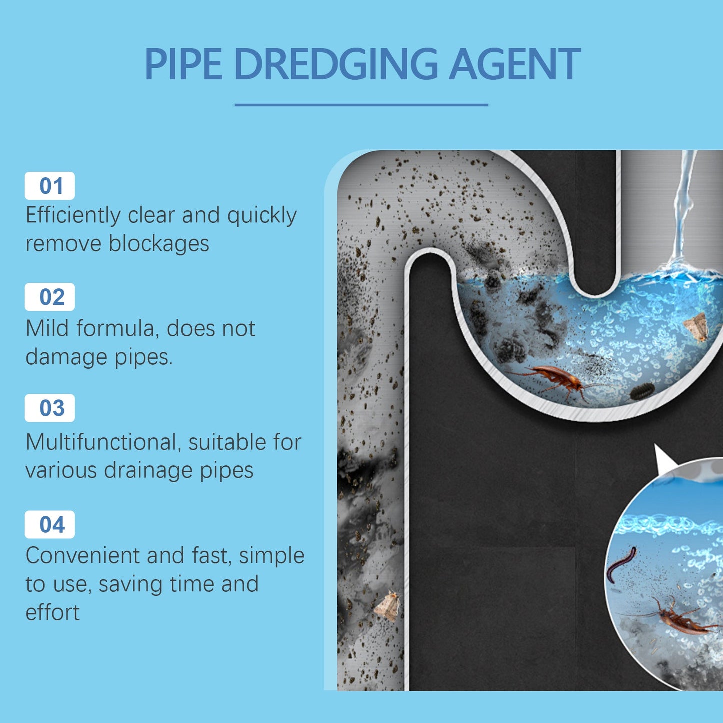 Pipe Dredge Agent Sink Drain Kitchen Toilet Pipe Quick Dredge Clean Decontaminate - Korvel