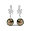Pendientes de gota de perla negra cultivada y diamante en oro blanco de 14 quilates