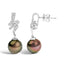 Pendientes de gota de perla negra cultivada y diamante en oro blanco de 14 quilates