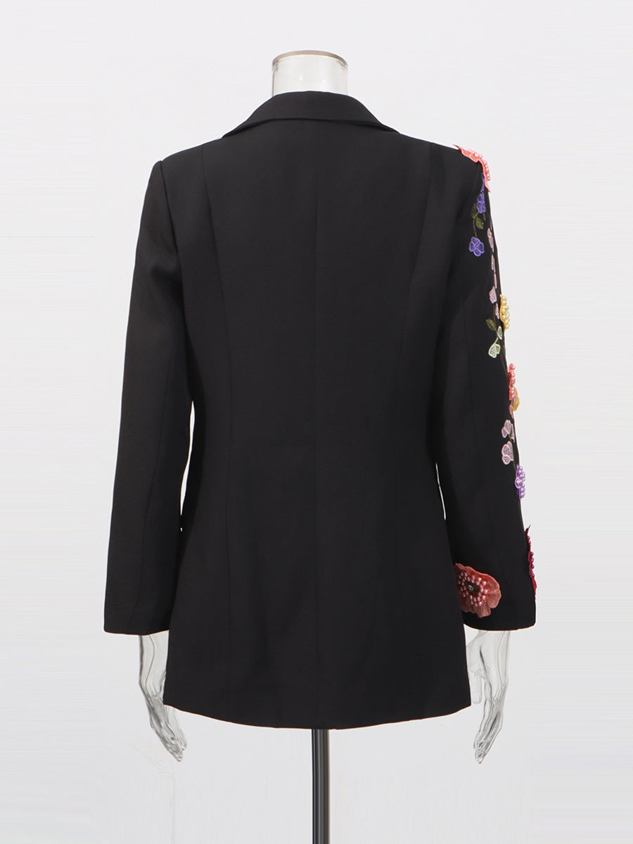 Blazers brodés floraux élégants en trois dimensions