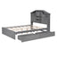 Full Size Wood Platform Bed with Storage Headboard - Gray