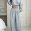 Plus Size Boat Neck Crop Top & Wide Leg Pants Set