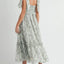 Robe midi froncée à buste floral avec lien d'épaule