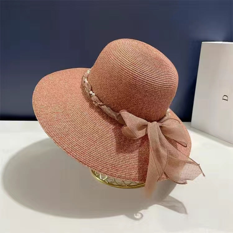 French Style Lace Strap Big Brim Beach Hat