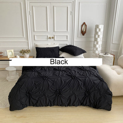Elegant Solid Color Duvet Cover Set with Distressed Button Design