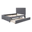 Linen Upholstered Platform Bed with Headboard and Trundle - Full