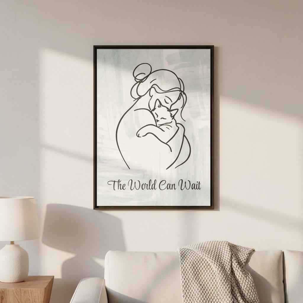L'impression sur toile Chat Le Monde Peut Attendre