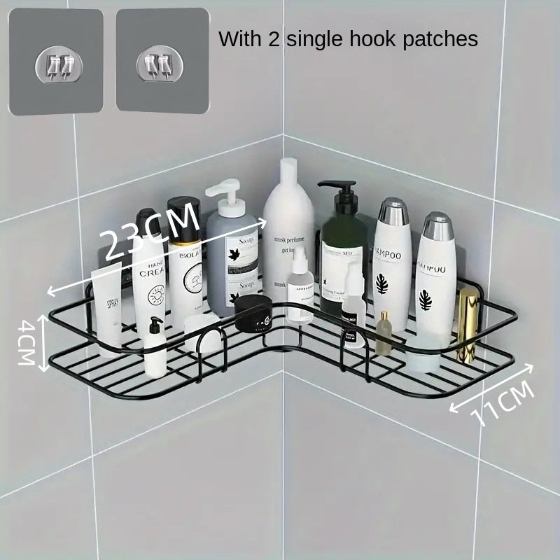 Bathroom Storage Rack Toilet Washroom Wall-Mounted Hole-Free Multi-Functional Iron Mesh Long Strip Organizer - Korvel