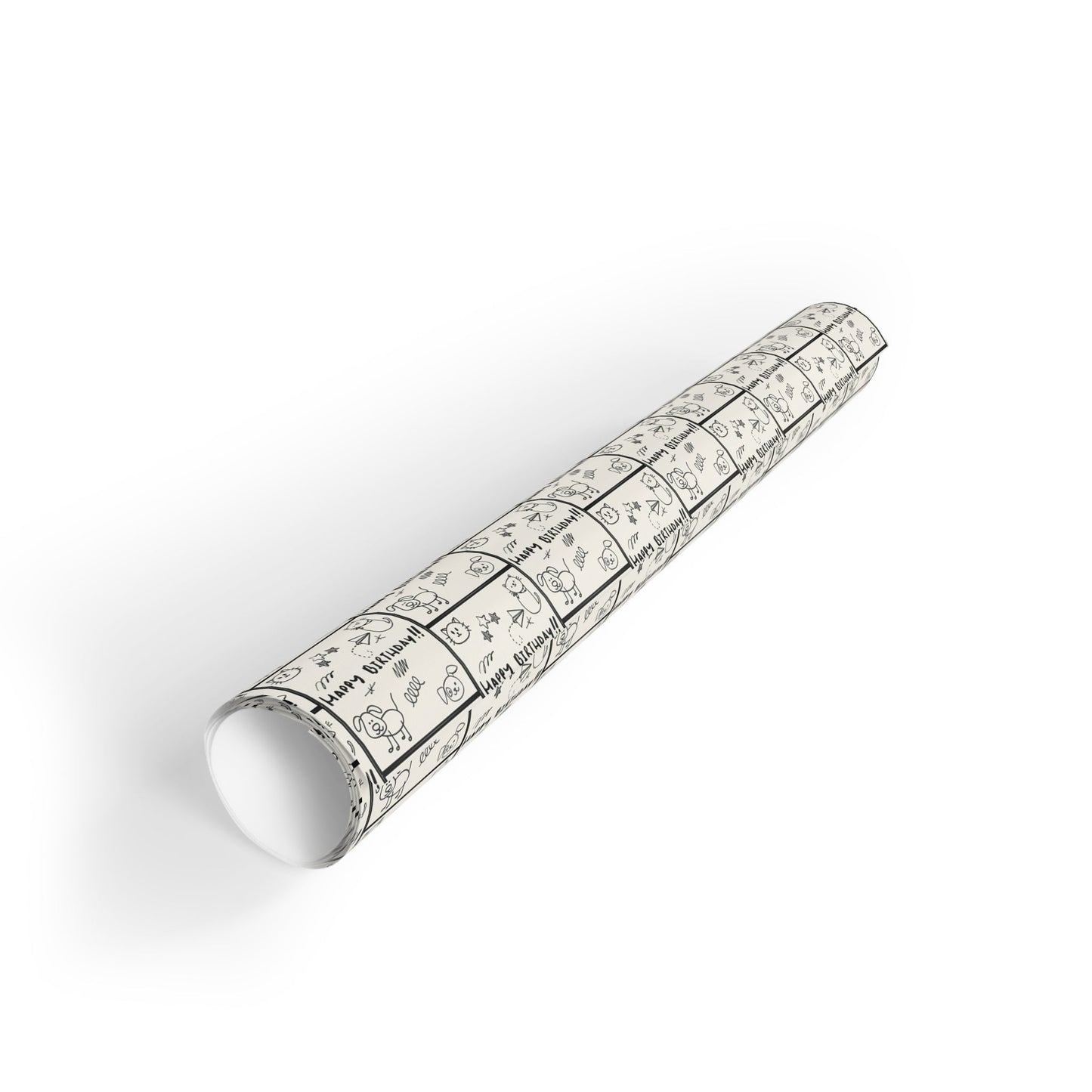Sketched Puppies & Kitties Birthday Gift Wrap Roll
