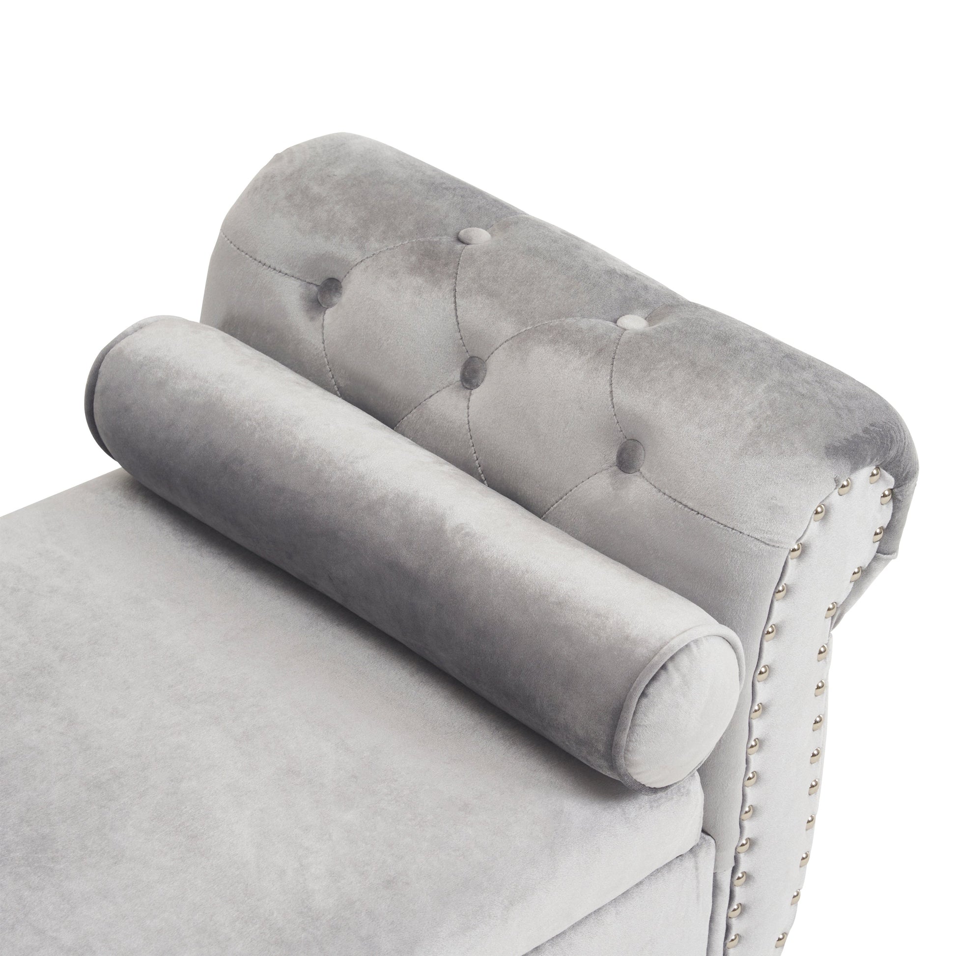 Velvet Multifunctional Storage Rectangular ottoman bench with 1 Pillow, grey - Korvel