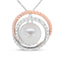 14K Rose and White Gold Pave Diamond & Pearl Pendant Necklace