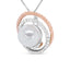 14K Rose and White Gold Pave Diamond & Pearl Pendant Necklace