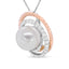 14K Rose and White Gold Pave Diamond & Pearl Pendant Necklace