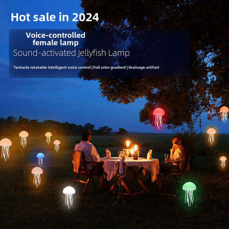 RGB Color Change Chandelier USB Rechargeable Jellyfish LED Lamp Garden Decoration LED Light With Voice Control - Korvel