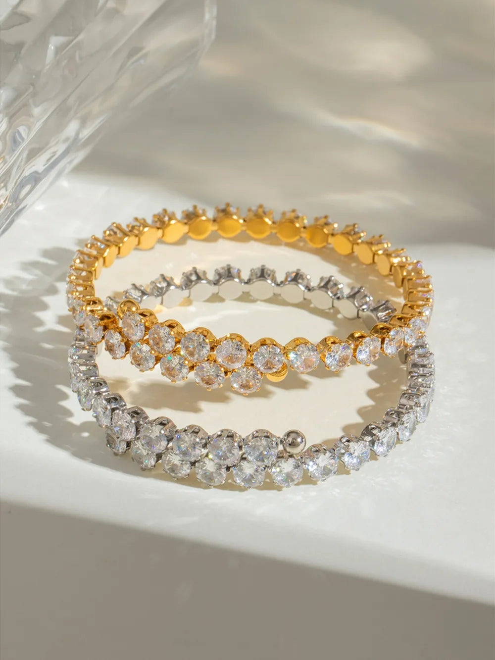 Stainless Steel Inlaid Zircon Bracelet - Korvel