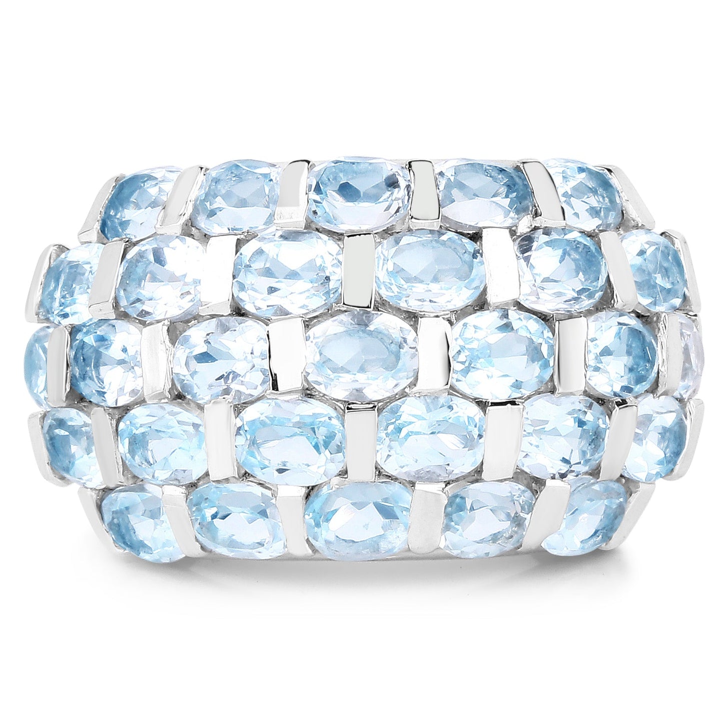 Bague de fiançailles en argent sterling avec topaze bleue véritable de 5,51 carats