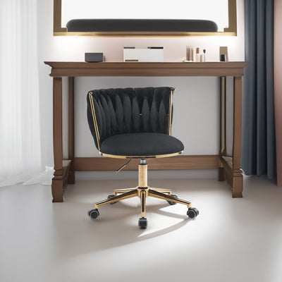 Office desks and chairs, with adjustable wheels and cushioned office desks and chairs that conform to ergonomics (black) - Korvel
