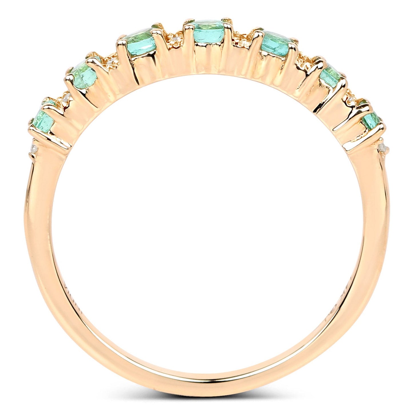 0.41 Carat Genuine Zambian Emerald and White Diamond Ring in 14K Yellow Gold