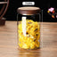 Bocal de rangement en verre premium avec couvercle en bois d'acacia