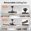Modern LED retractable ceiling fan with lighting and remote control, silent reversible motor, 4-blade modern ceiling fan - Korvel
